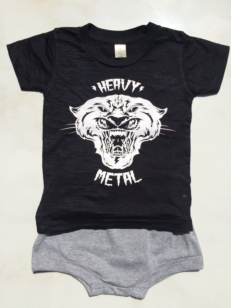 Heavy Metal Burnout Tee & Shorts