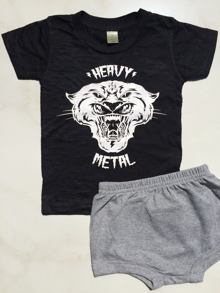 Heavy Metal Burnout Tee & Shorts